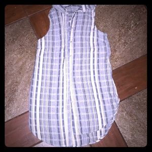 Comfy cotton button up tank blouse